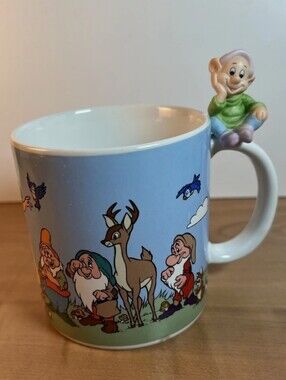 Official Disney Dopey & Snow White Ceramic Mug With Dopey Figurine On Handle